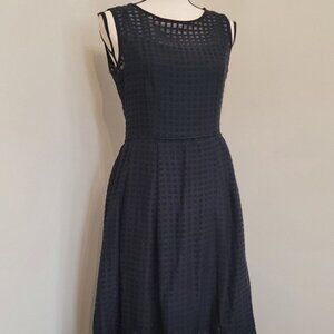 Ellen Tracy Black Sleeveless Lattice Mesh Dress, Size 4